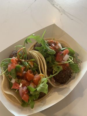 Supper yummy falafel vegan tacos !.. Definitely recommend  at Screaming Goat in Sarasota