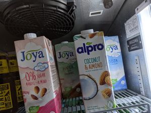 Oat, almond and Soya milk at Cogito Coffee Shop in Dubrovnik