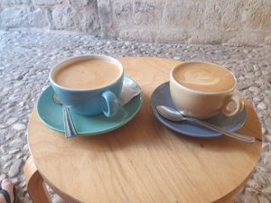 Latte and cappuccino at Cogito Coffee Shop in Dubrovnik