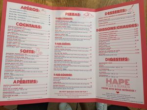 Menu of Hape at Hape  in Lyon