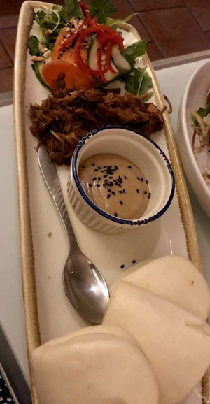 Jackfruit baos at No Bones in Byron Bay