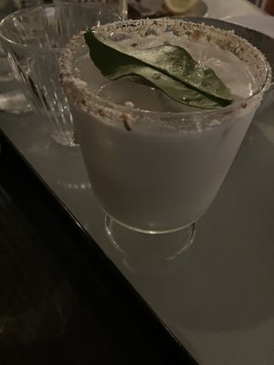 Coconut drink with kafir lime. Delicious!  at No Bones in Byron Bay