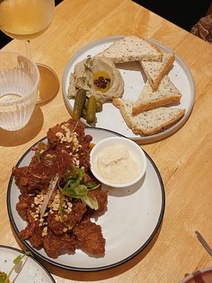 Patè and kungpow chkn   at No Bones in Byron Bay