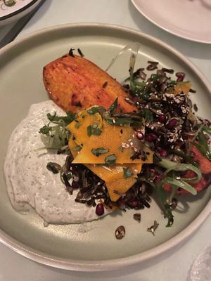 Roasted pumpkin hand wild rice   at No Bones in Byron Bay