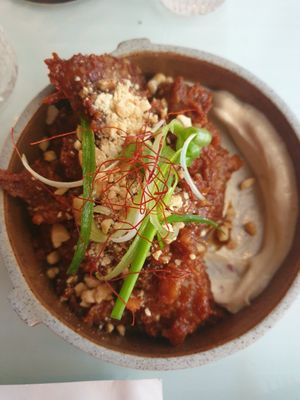 Kung pow chickn at No Bones in Byron Bay