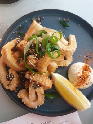 Kalamari with miso mayo at No Bones in Byron Bay