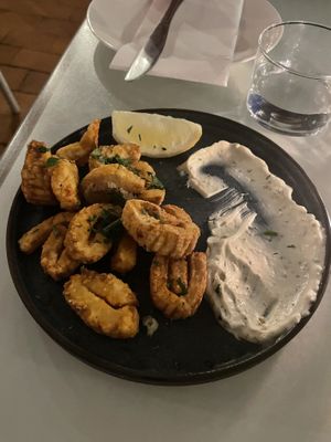 Vegan calamari  at No Bones in Byron Bay