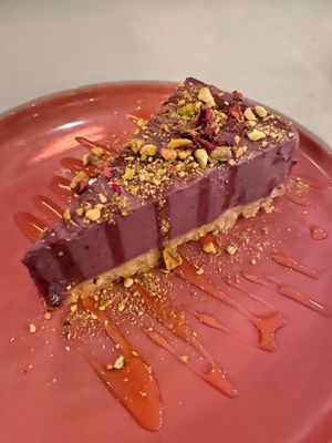Açai cheesecake  at No Bones in Byron Bay