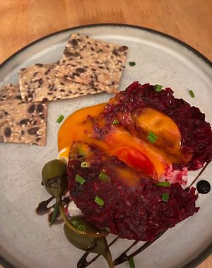 More beetroot tartare  at No Bones in Byron Bay