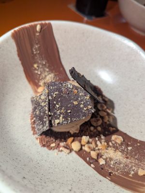 Hazelnut dessert at No Bones in Byron Bay