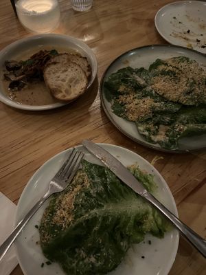 Mushrooms, Caesar salad  at No Bones in Byron Bay
