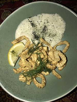 Konjac “calamari” at No Bones in Byron Bay