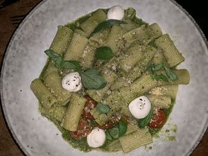 Rigatone with ‘goat’s’ cheese at No Bones in Byron Bay