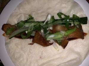 Duk hoisin pancakes at No Bones in Byron Bay