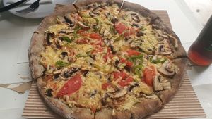 Mystic Veggie with vegan cheese at Mystic Pizza - Exarchia in Athens