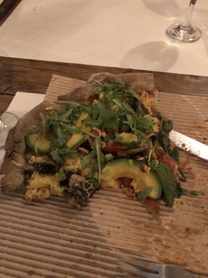 Avocado pizza with vegan cheese   at Mystic Pizza - Exarchia in Athens