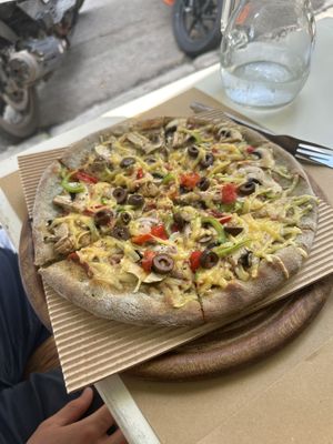 olive pizza   at Mystic Pizza - Exarchia in Athens