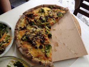 yummy VEGAN pizza at Mystic Pizza - Exarchia in Athens