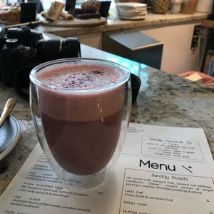 Red velvet latte with coconut milk!  at Tell Your Friends in South West London