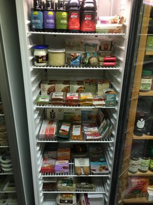 Chilled selection including VBites, Biona, tofu and saukraut  at Cracked Wheat Organics in Welshpool