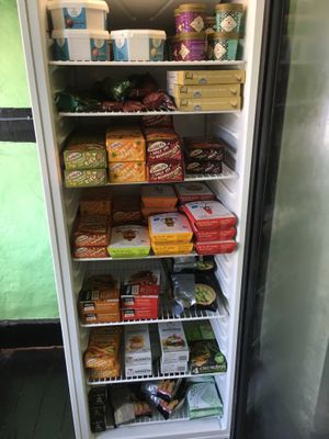 Vegan ice cream by Swedish Glacé and Booja booja as well as foods by Goodlife and Wicken Fen at Cracked Wheat Organics in Welshpool