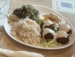 Falafel, tabbouleh and rice 👍 at Houmous & Co in Strasbourg