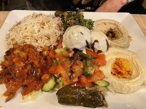 Vegan big plate! 15 € and will definitely fill you up. at Houmous & Co in Strasbourg