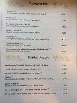 Menu at Houmous & Co in Strasbourg