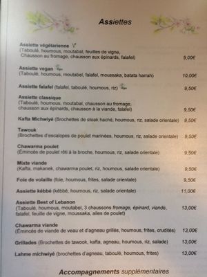 Menu at Houmous & Co in Strasbourg