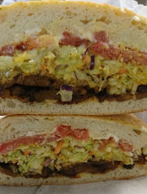 The sadly discounted BBQ tempeh picnic sandwich at Mendocino Farms in Campbell
