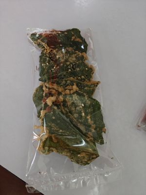 Some fried leaves at Yok Vegetarian Food in Chiang Mai