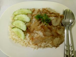 Vegan chicken and rice at Yok Vegetarian Food in Chiang Mai