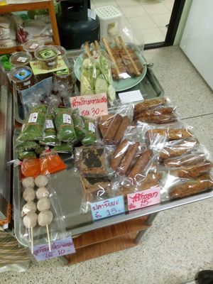 Fake meat snacks at Yok Vegetarian Food in Chiang Mai