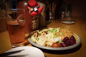 Vegan stir fry noodles at Flame in Takayama