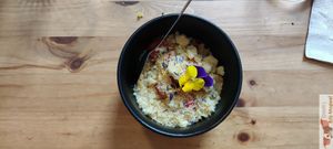 Pumpkin seed, strawberry and orange blossom crumble at Itsy Bitsy in Lille