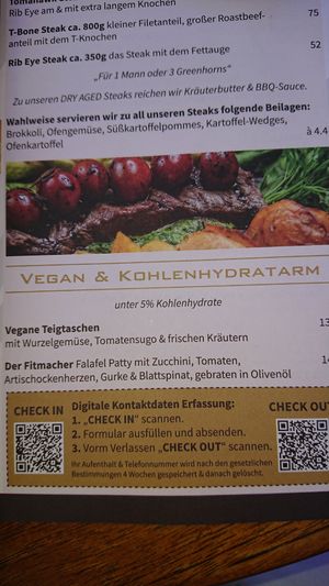 Speisekarte at Meisers Altstadt Brasserie in Dinkelsbuehl