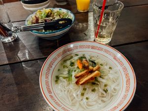 Vegan Ramen & side salad   at Lounge Kado in Okayama