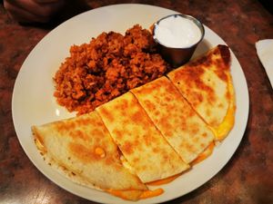 Quesadilla with cheese (not vegan) at Baby Salsa Mexican Restaurant in Nanaimo