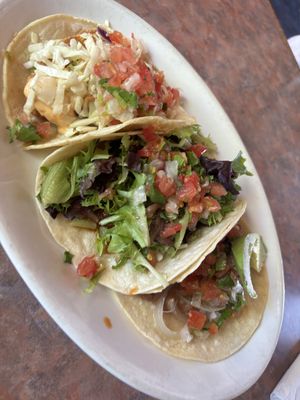 Three vegan tacos  at Baby Salsa Mexican Restaurant in Nanaimo
