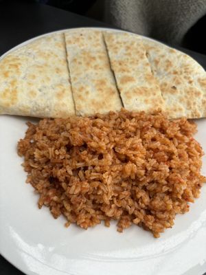 Quesadilla and ricee  at Baby Salsa Mexican Restaurant in Nanaimo