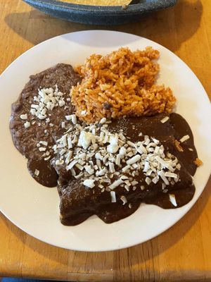 Chorizo enchiladas with mole sauce at Baby Salsa Mexican Restaurant in Nanaimo