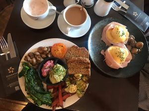 Vegan breakfast + Benedictine eggs  at Greenwoods in Amsterdam