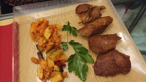 Cotto di grano with grilled vegetable and potatos at Life Bistrot in Volterra