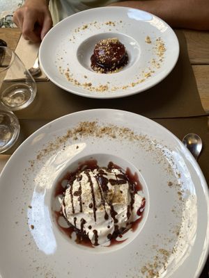 Tiramisu & orange, almond and carrot pie   at Life Bistrot in Volterra