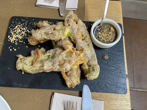 Fiori di zucca fritti   at Life Bistrot in Volterra
