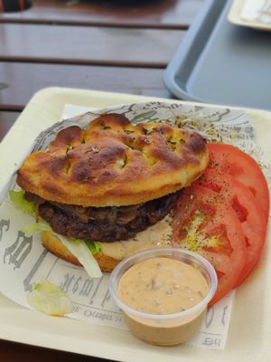 Vegan burger at Glutenfria Paradiset in Ystad