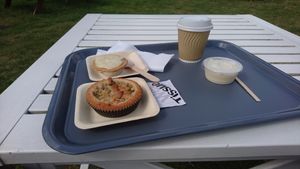 Coffee and tarts for fika at Glutenfria Paradiset in Ystad