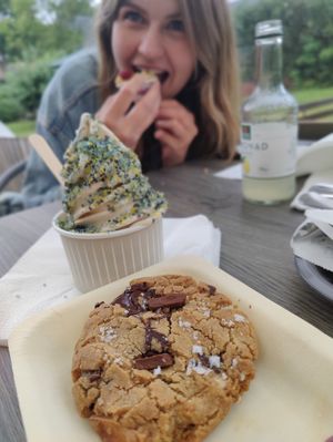 Soft ice-cream and a chocolate cookie at Glutenfria Paradiset in Ystad