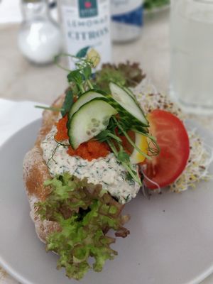 Baguette with vegan skagen at Glutenfria Paradiset in Ystad