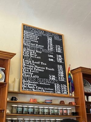 Drink menu  at Linnaea's Cafe in San Luis Obispo